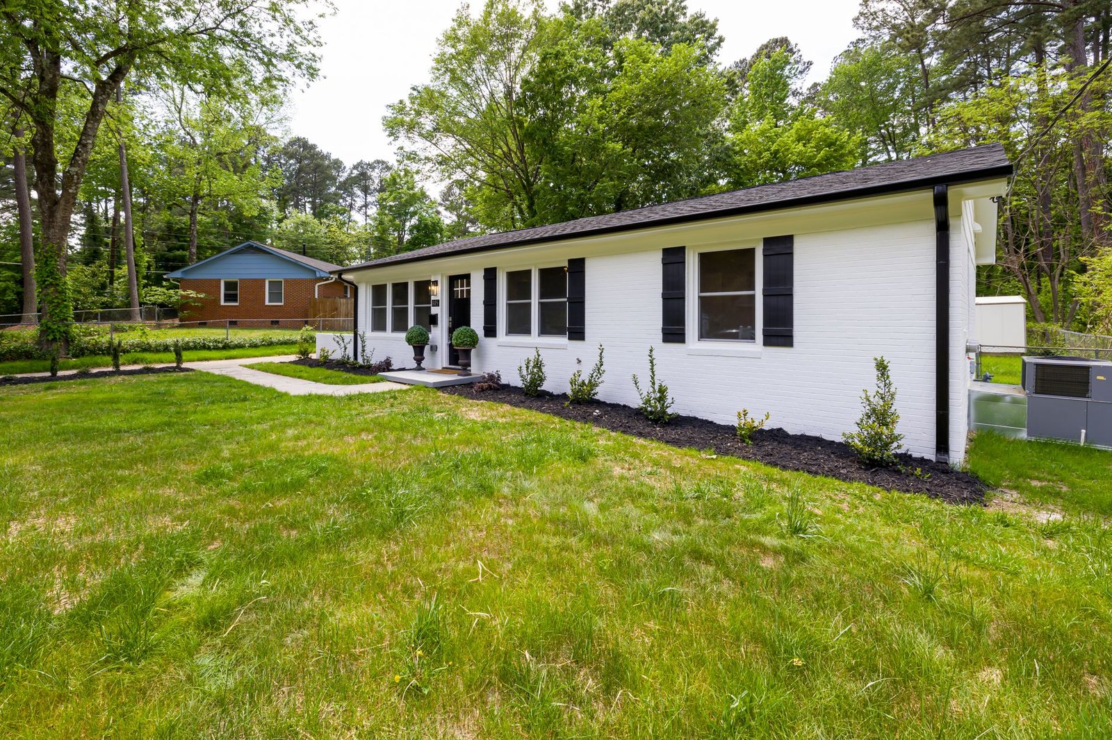 Modern home with a well-kept lawn